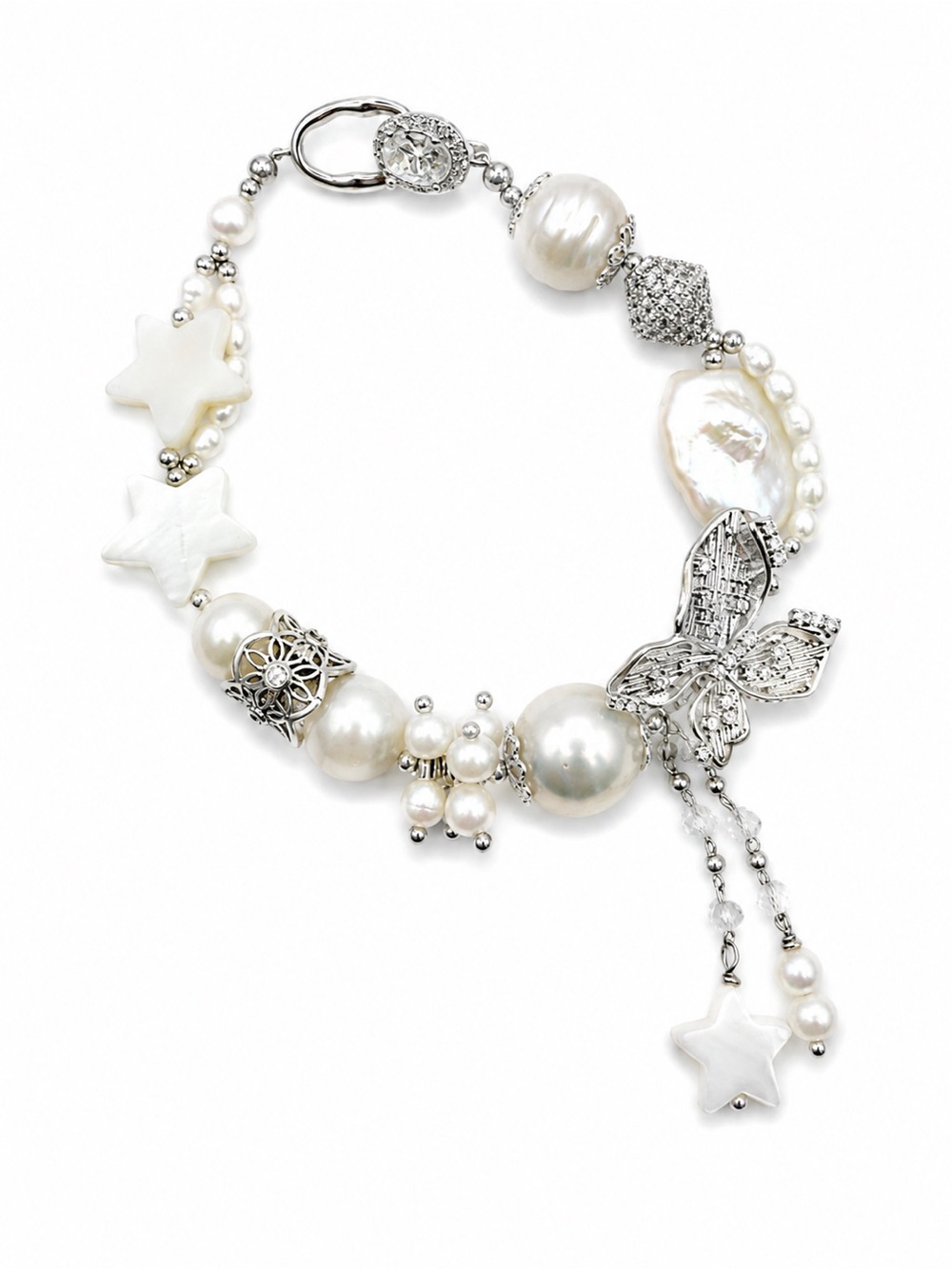 Celestial Pearl Charm Bracelet (#B60)